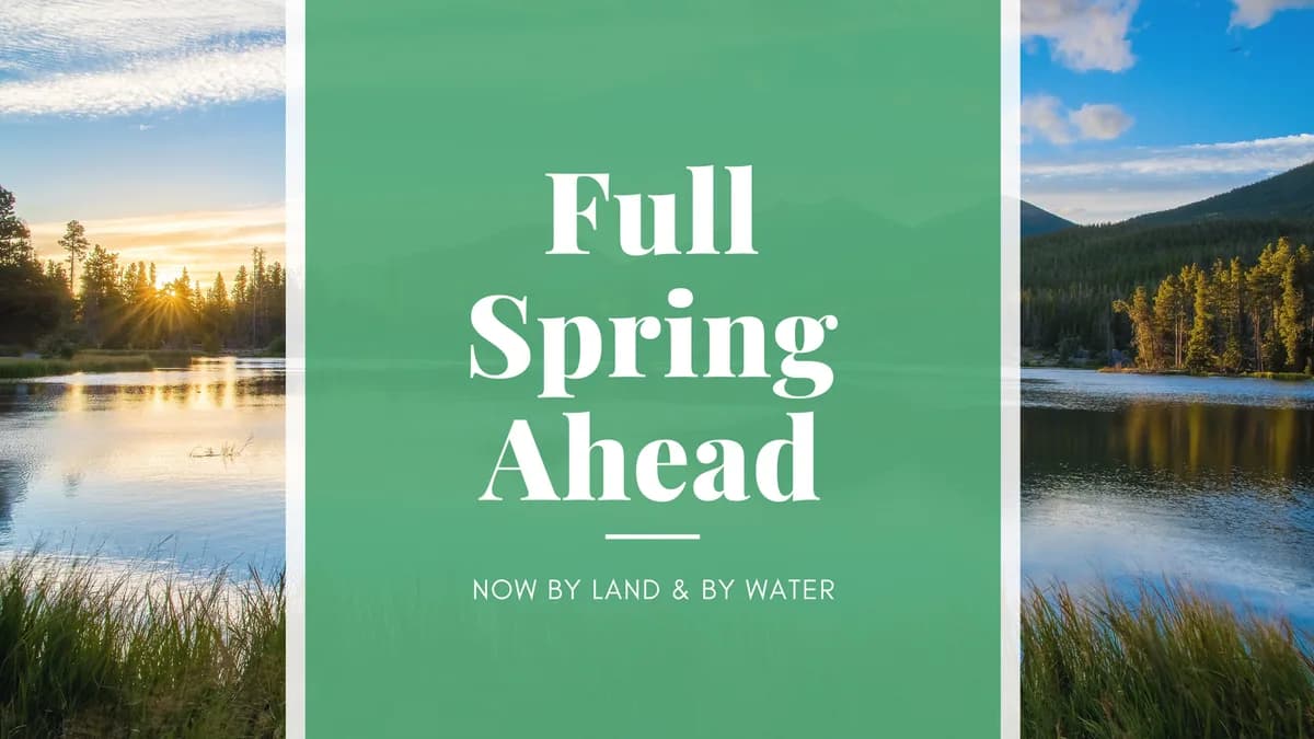 Full Spring Ahead article graphic with Michigan lakes