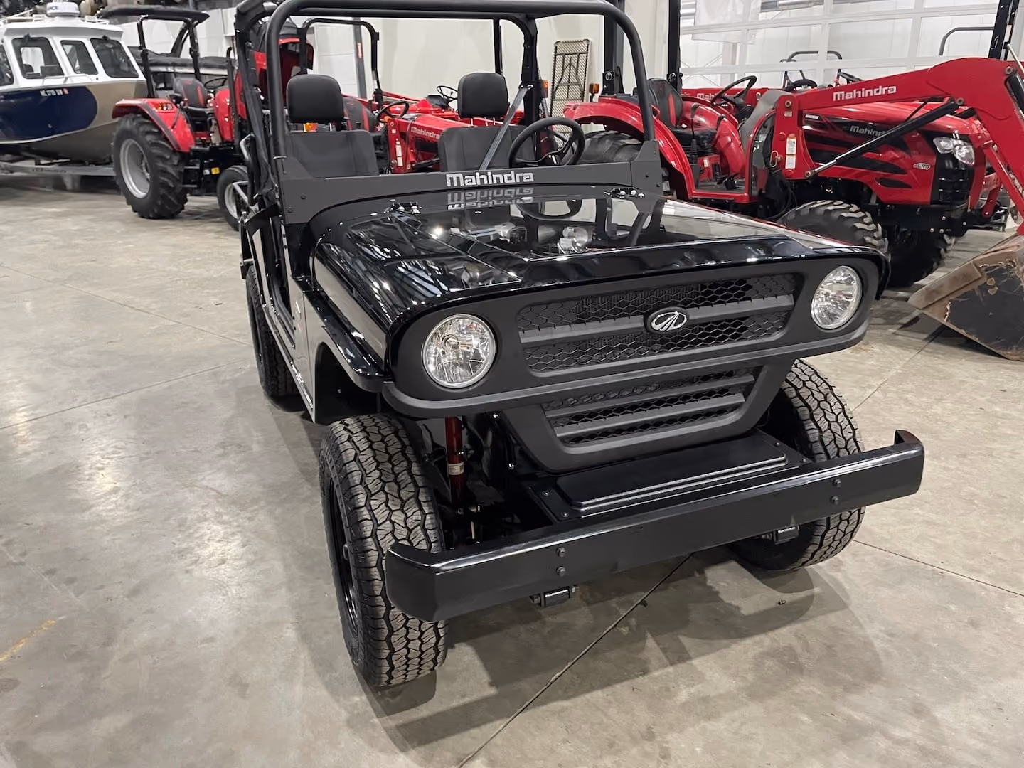 Black Mahindra ROXOR in the showroom